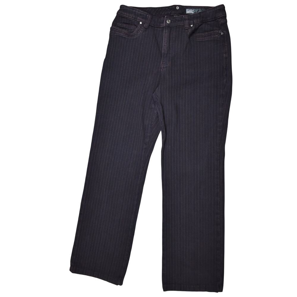 Y2K Vintage Pinstripe Jeans Womens Size 6 Dark Plum Purple Bootcut Stretch Denim